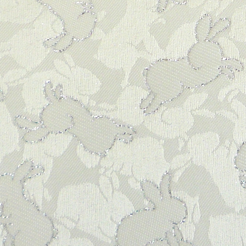 彩兎文緞子　白銀